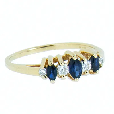 14K Gold Ladies Diamond and Sapphire Ring