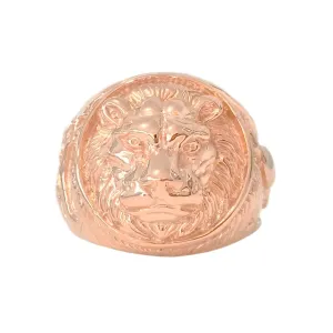 14K Gold Lion's Head Signet Ring