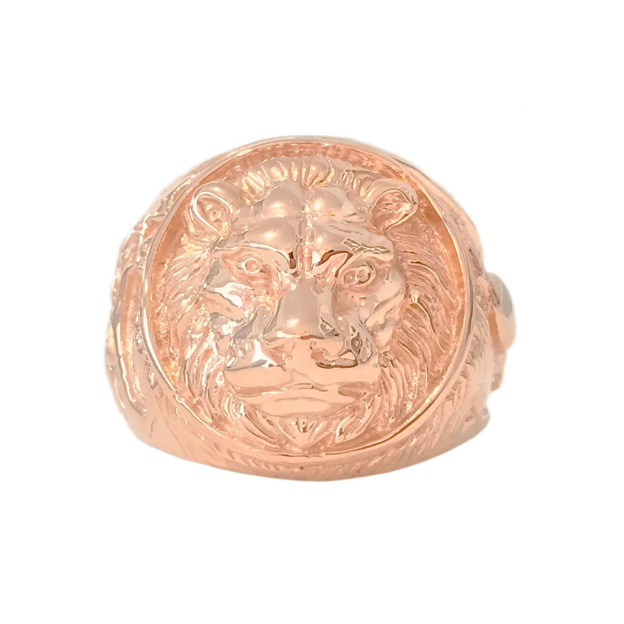 14K Gold Lion's Head Signet Ring