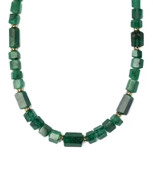 14k Gold Natural Emerald Nugget Collar Necklace