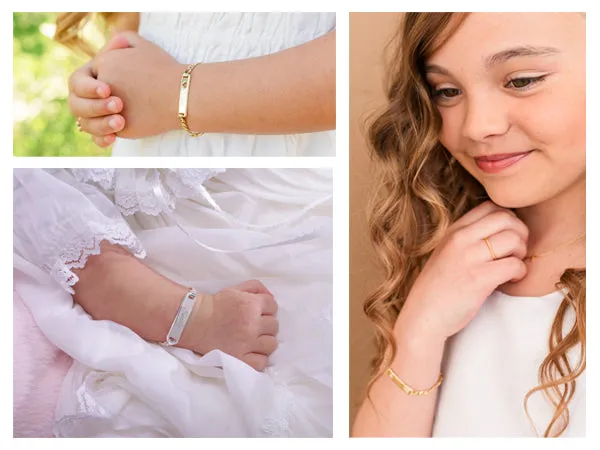 14K Gold-Plated or Sterling Silver I.D. Bracelet for Kids with FREE Engraving-Classic