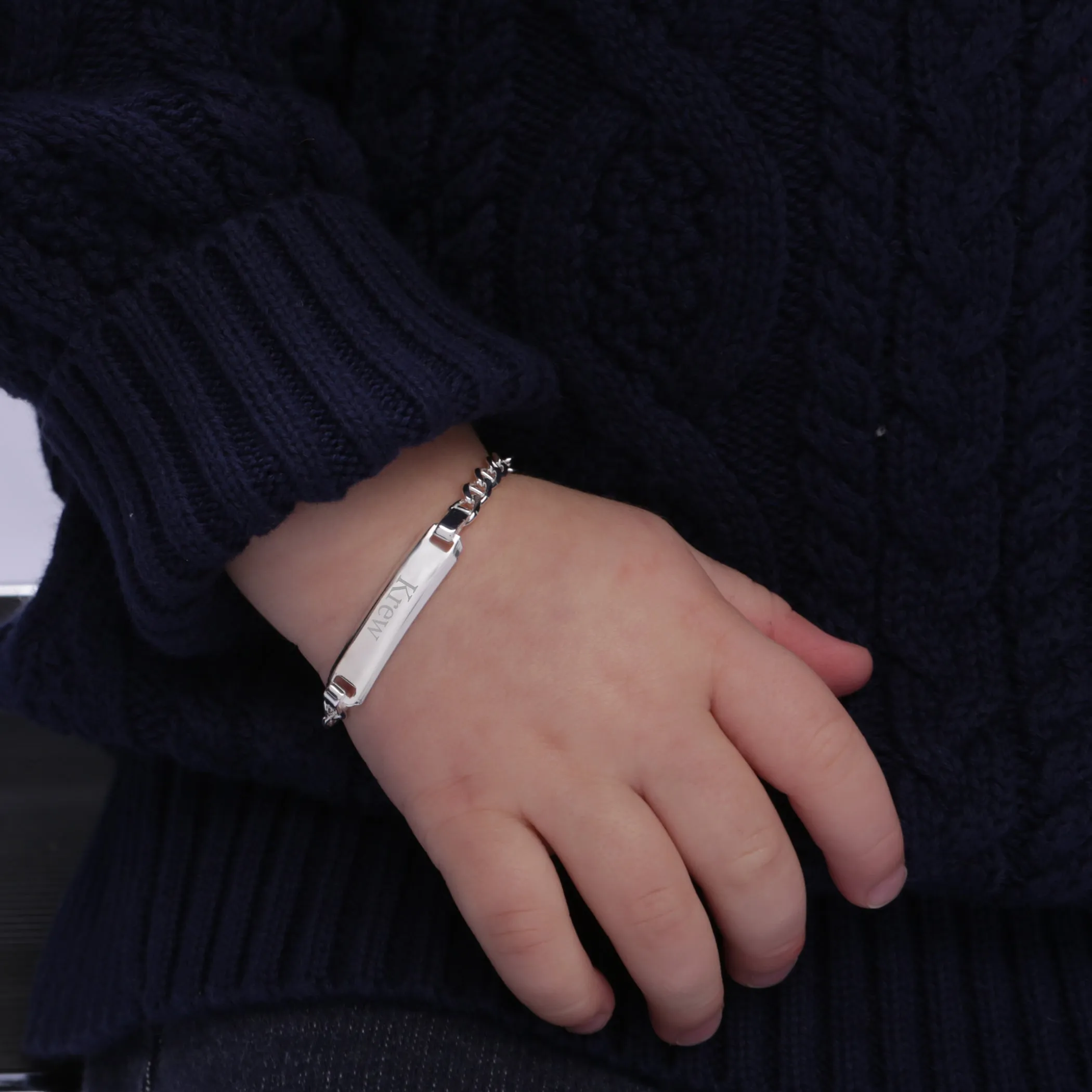 14K Gold-Plated or Sterling Silver I.D. Bracelet for Kids with FREE Engraving-Classic