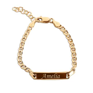 14K Gold-Plated or Sterling Silver I.D. Bracelet for Kids with FREE Engraving-Classic