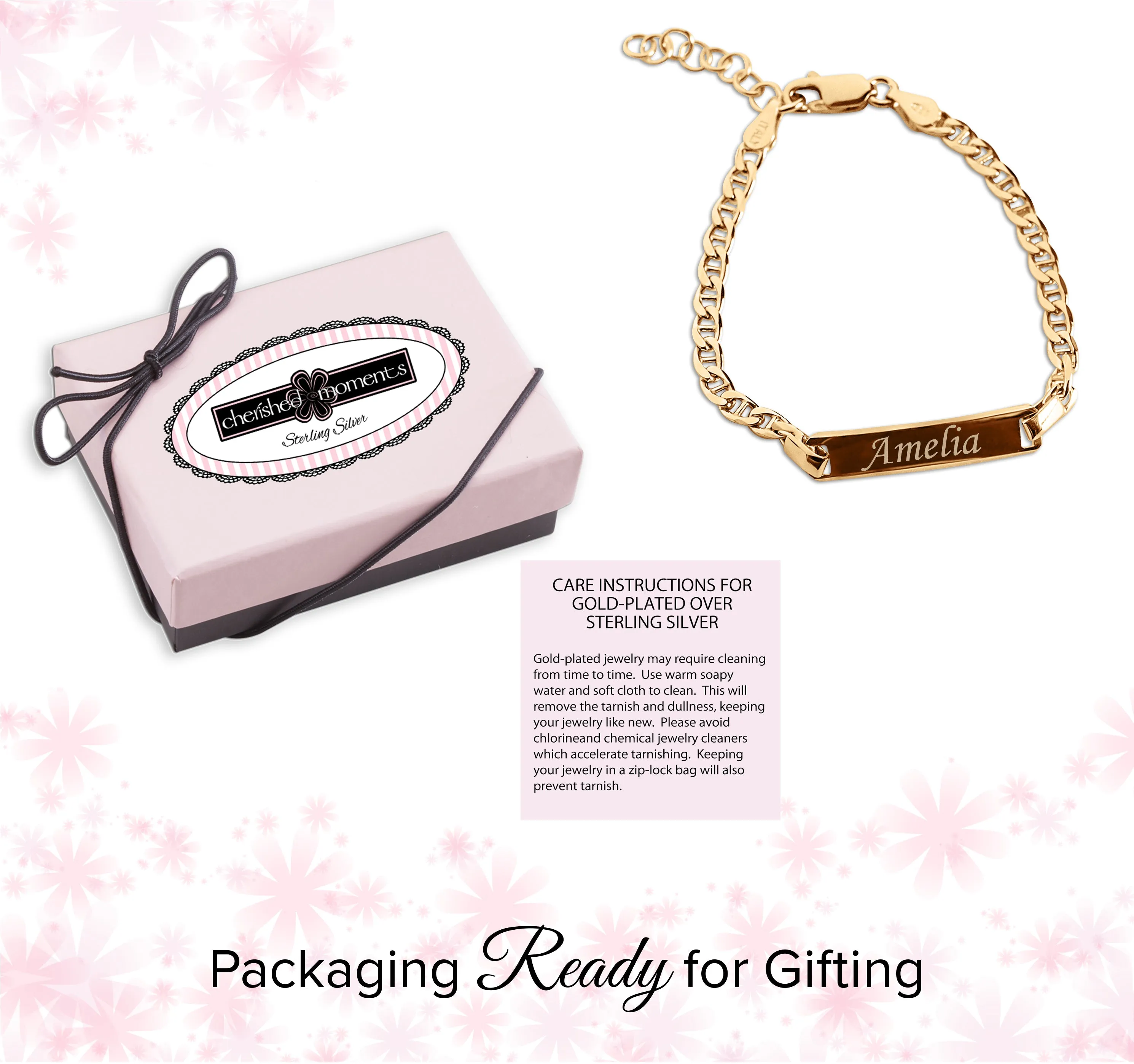 14K Gold-Plated or Sterling Silver I.D. Bracelet for Kids with FREE Engraving-Classic