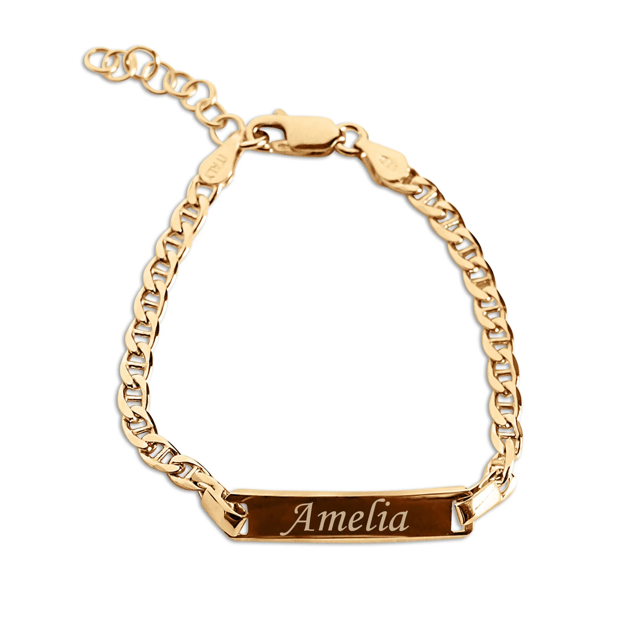 14K Gold-Plated or Sterling Silver I.D. Bracelet for Kids with FREE Engraving-Classic