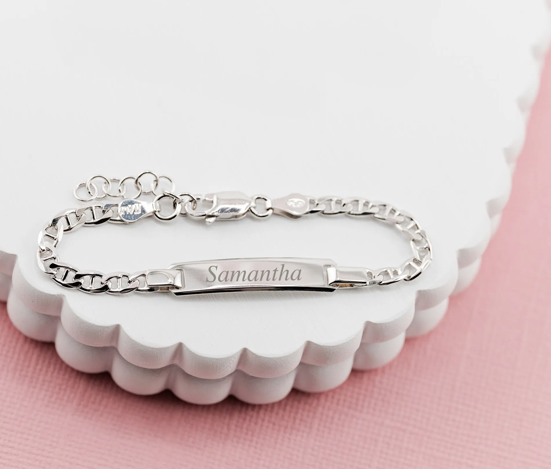 14K Gold-Plated or Sterling Silver I.D. Bracelet for Kids with FREE Engraving-Classic