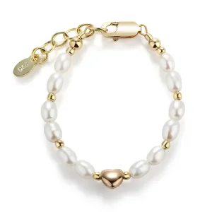 14K Gold-Plated Pearl Heart Bracelet for Babies or Kids