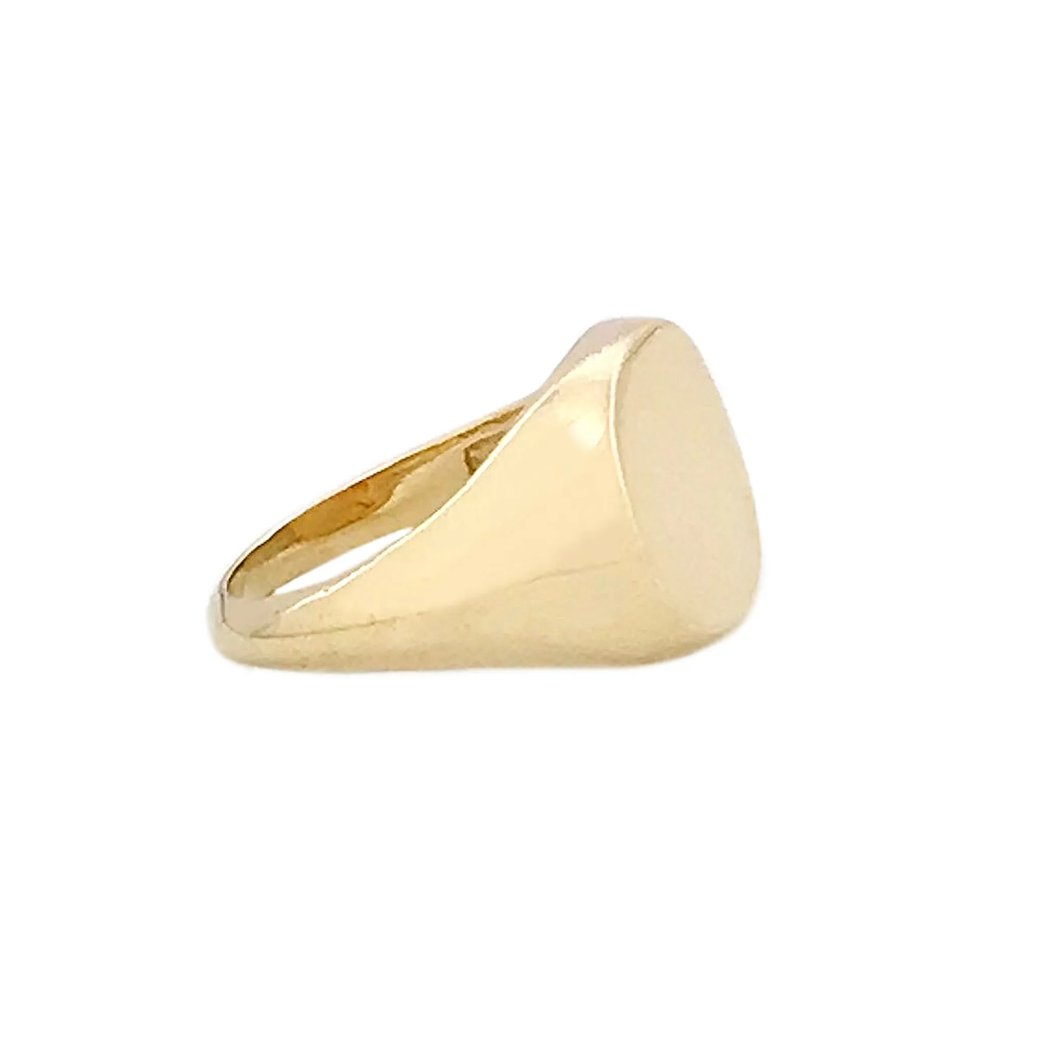 14K Gold Smiley Face Signet Ring