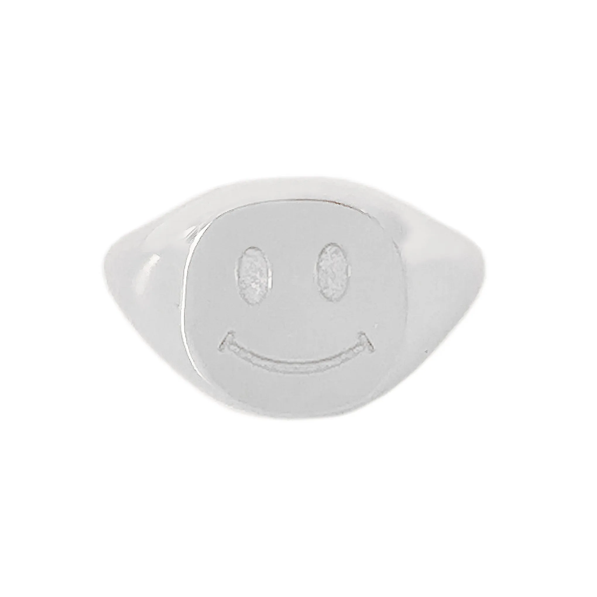 14K Gold Smiley Face Signet Ring