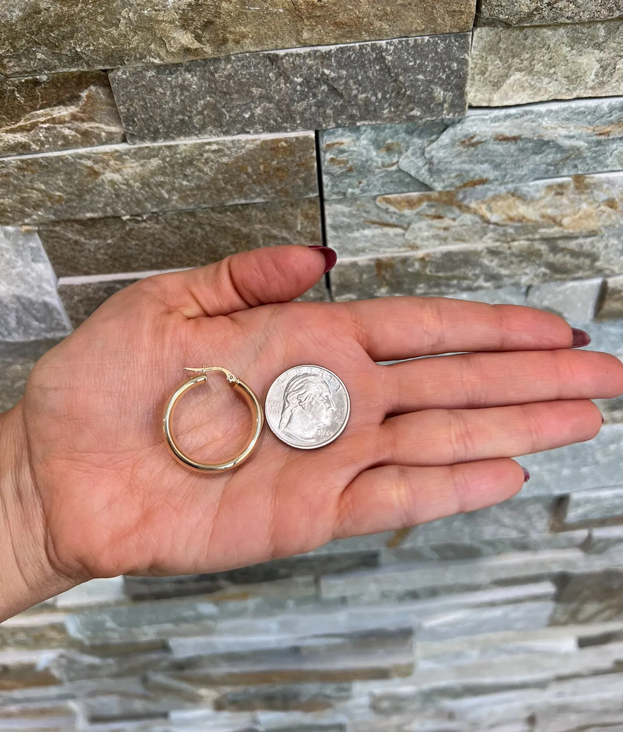 14K Gold Wide Dome Hoop Earrings