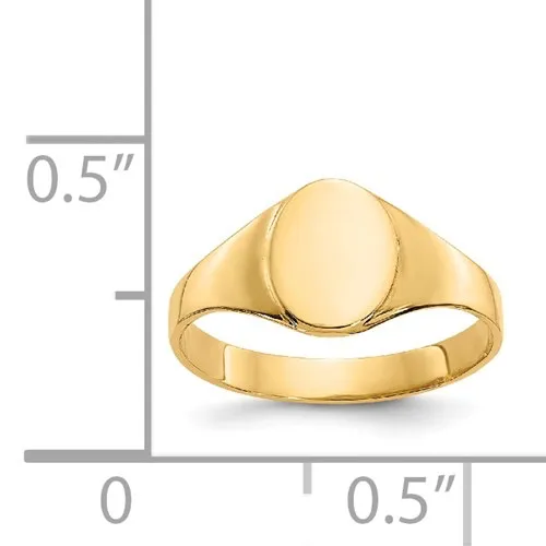 14K High Polished Baby Oval Signet Ring