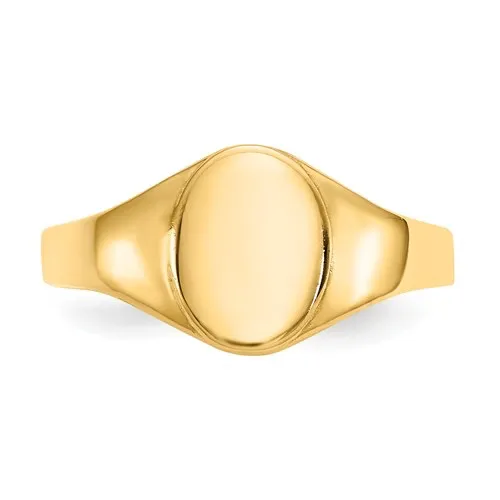 14K High Polished Baby Oval Signet Ring