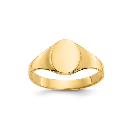 14K High Polished Baby Oval Signet Ring