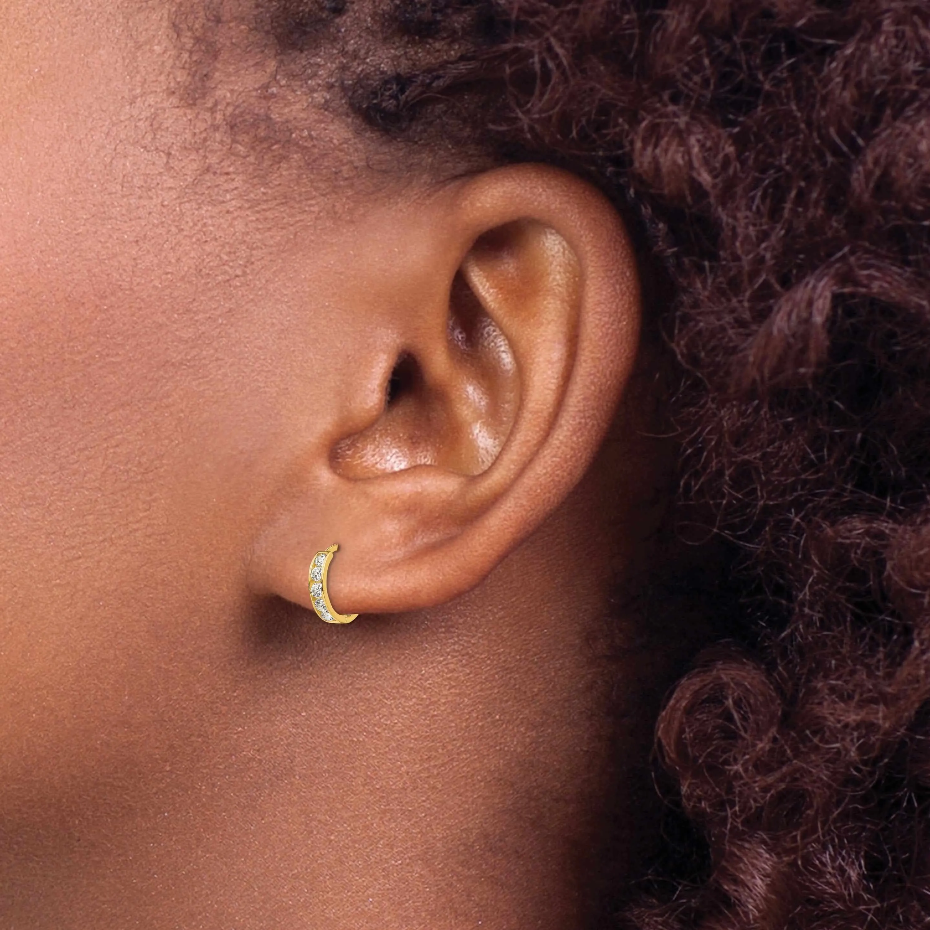 14k Madi K CZ Childrens Hinged Hoop Earrings