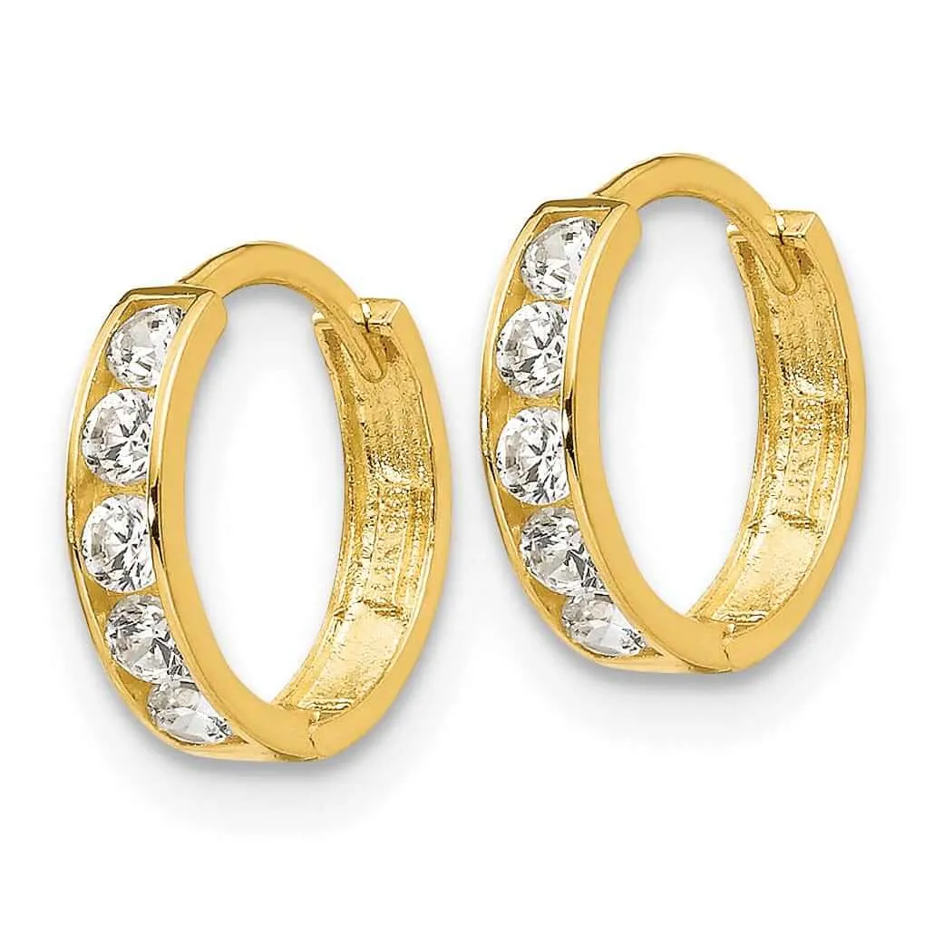 14k Madi K CZ Childrens Hinged Hoop Earrings