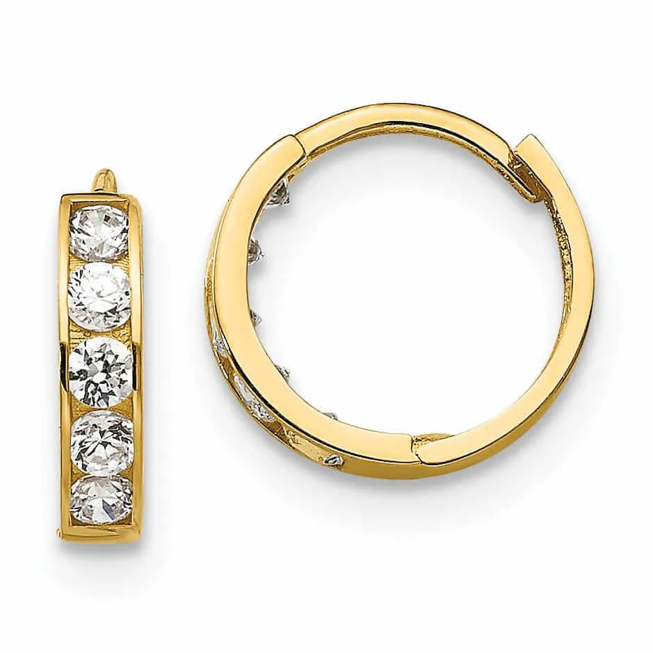 14k Madi K CZ Childrens Hinged Hoop Earrings