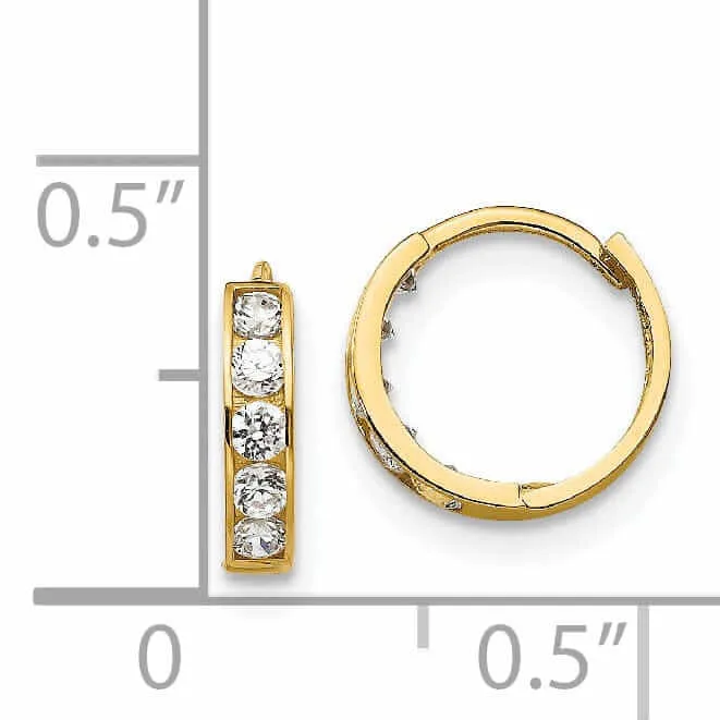 14k Madi K CZ Childrens Hinged Hoop Earrings
