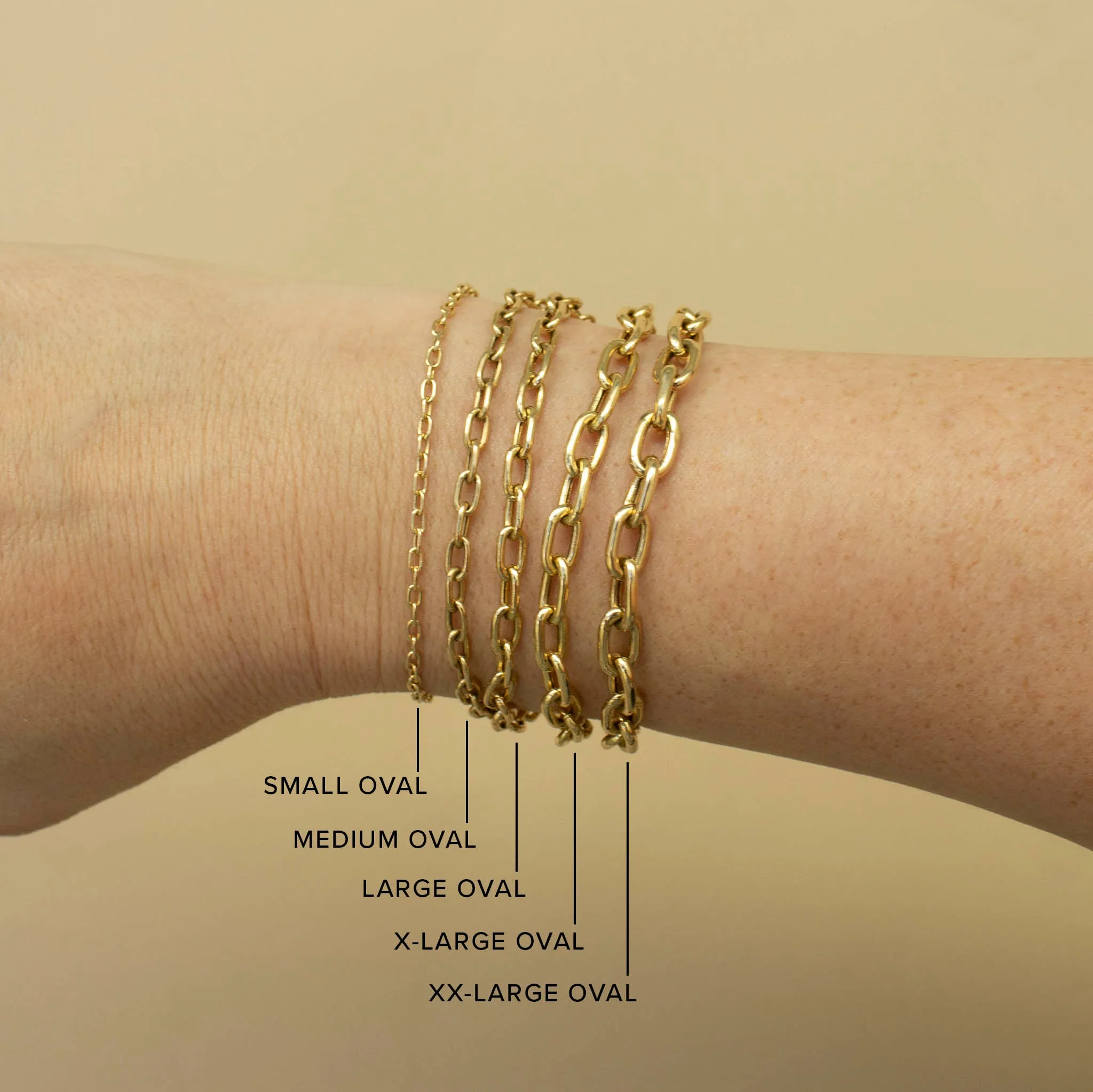 14k Medium Square Oval Link Chain Bracelet