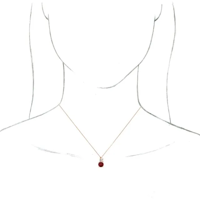 14K Rose Gold Lab-Grown Ruby & 1/10 CTW Natural Diamond 16-18" Necklace