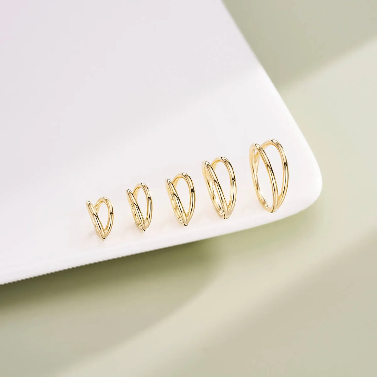 14K Solid Gold 16G Double Layered Cartilage Hoop