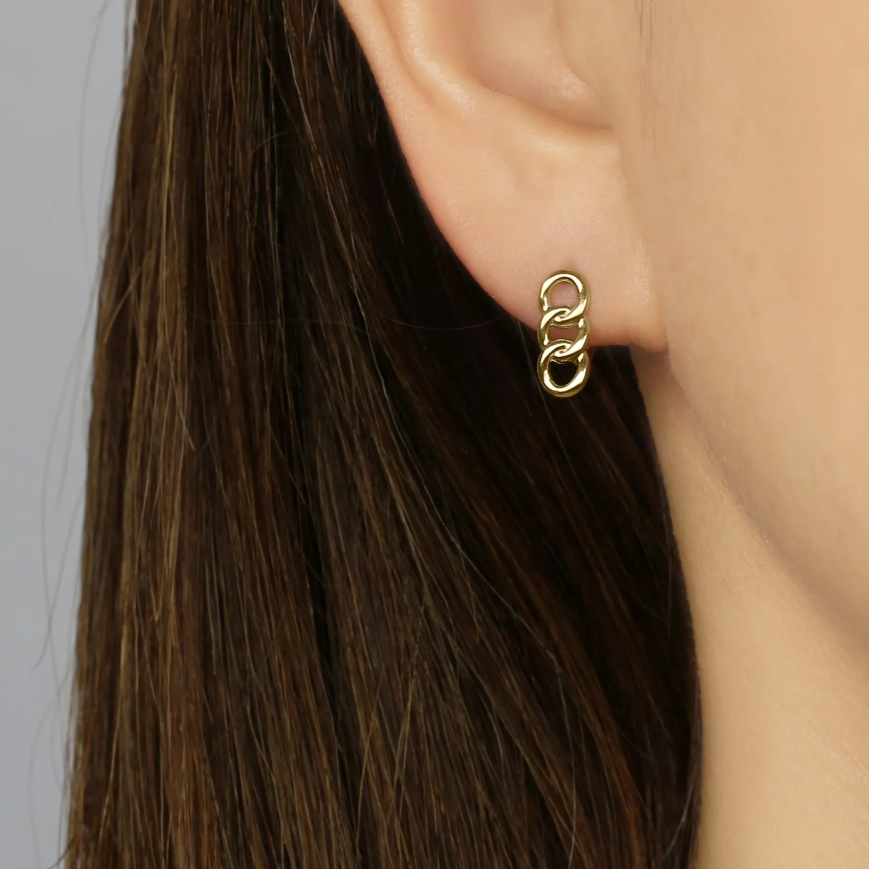 14k Solid Gold Chain Hoop Earring