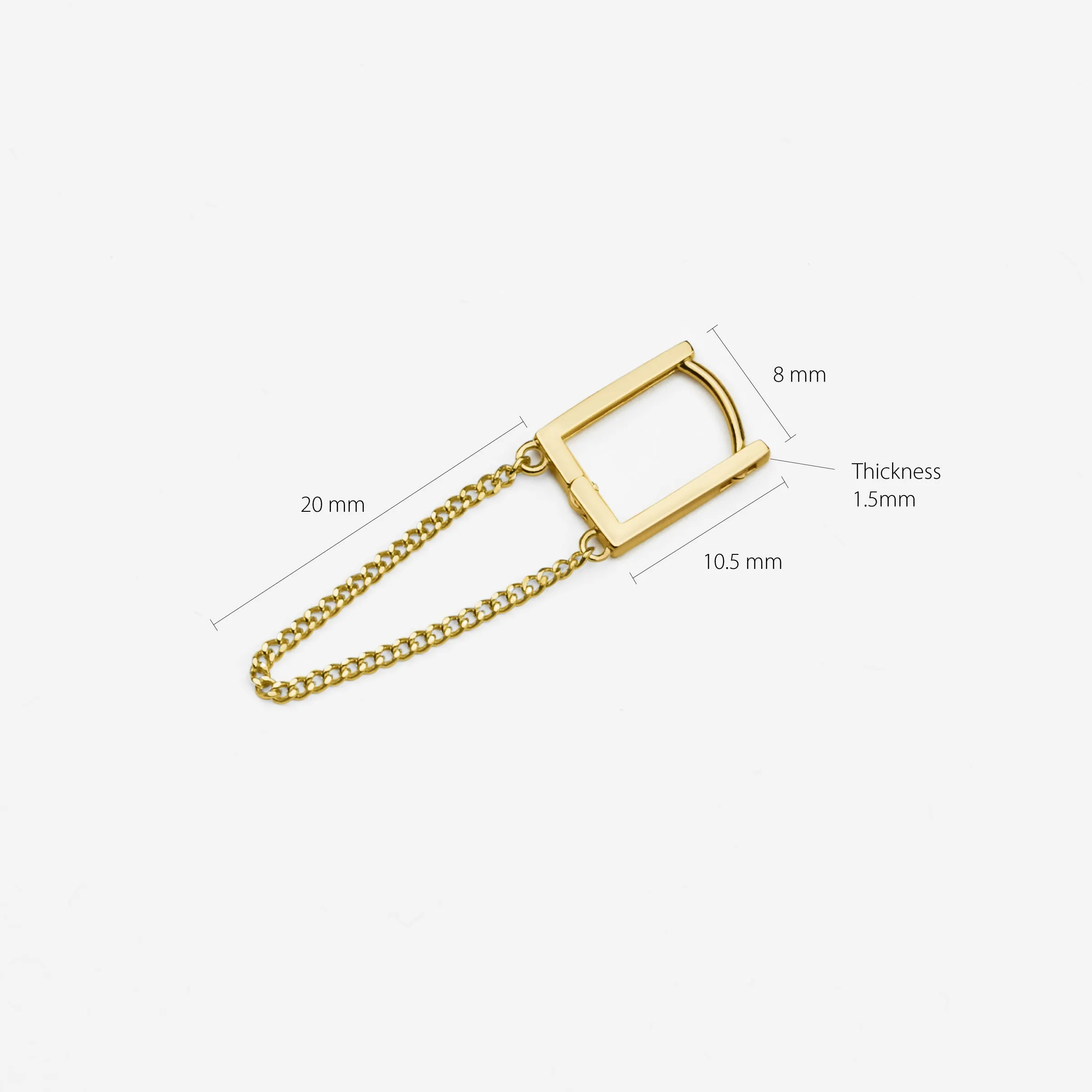 14k Solid Gold Chain Square Hoop Earring
