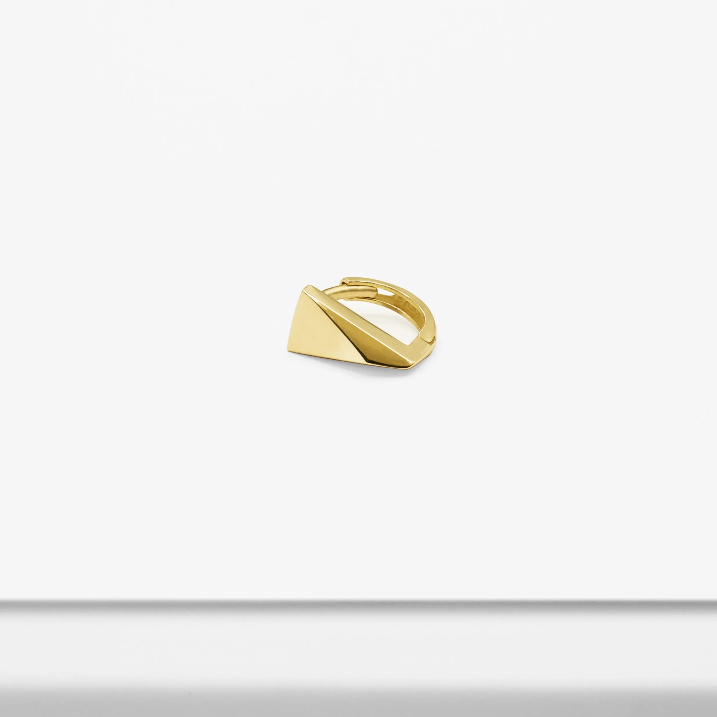 14k Solid Gold Three-Dimensional Triangle Hoop Earring