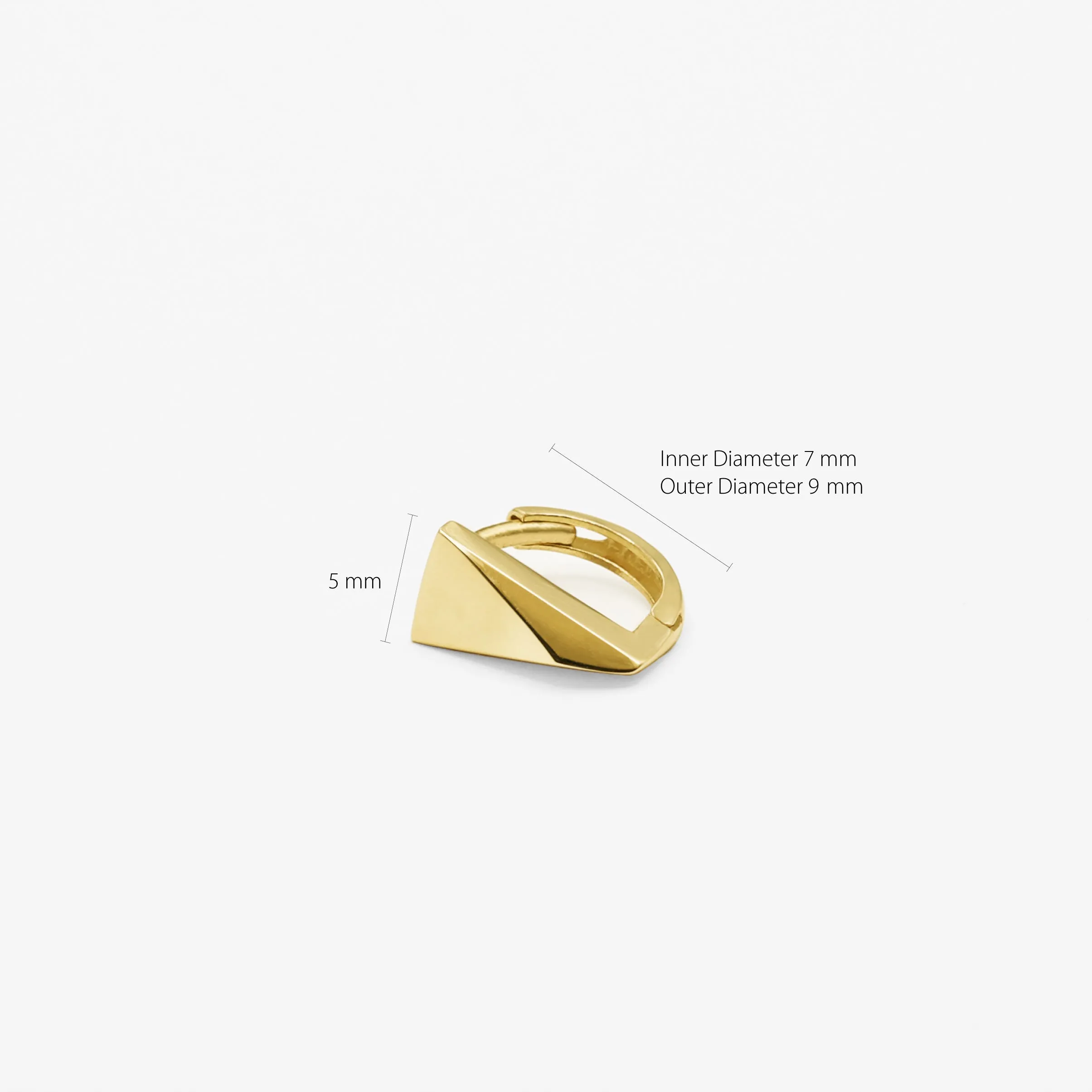 14k Solid Gold Three-Dimensional Triangle Hoop Earring