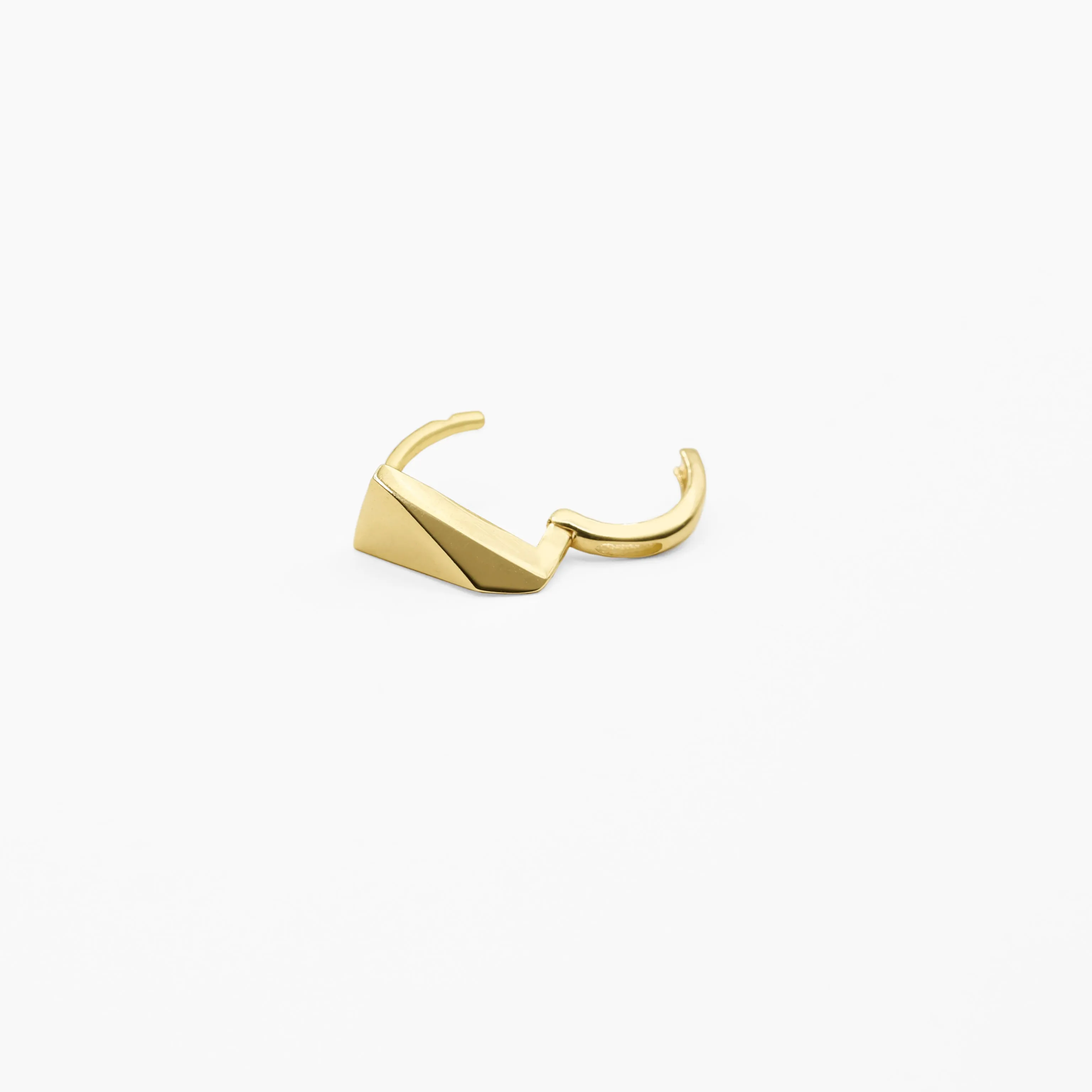 14k Solid Gold Three-Dimensional Triangle Hoop Earring