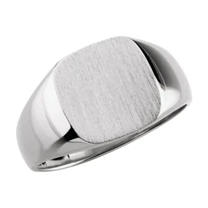 14k White Gold 10mm Men's Solid Signet Ring , Size 11