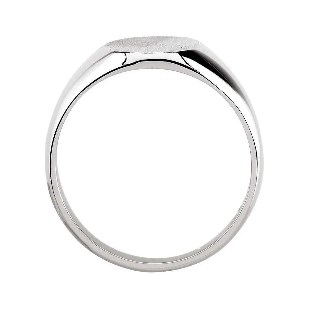 14k White Gold 10x12mm Oval Signet Ring , Size 6