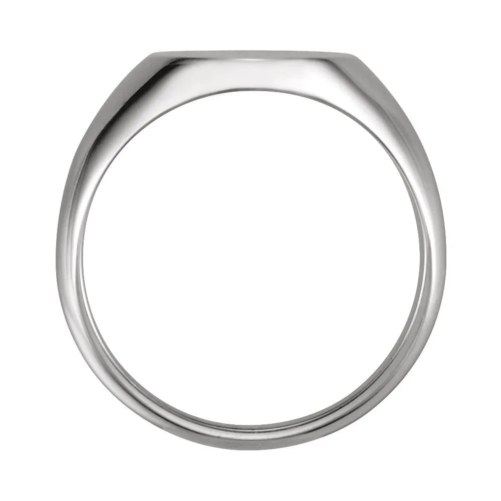 14k White Gold 10x12mm Oval Signet Ring, Size 6