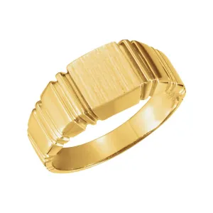 14k White Gold 11mm Men's Square Signet Ring, Size 10