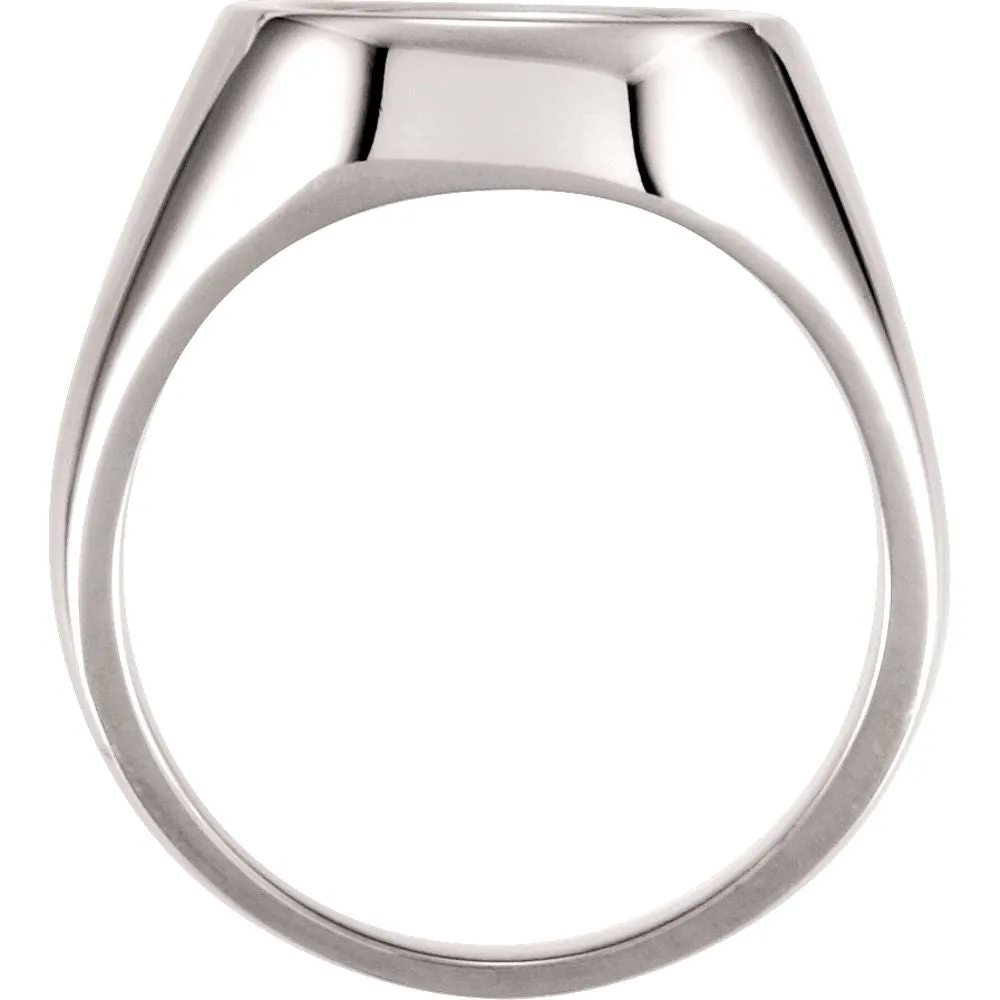 14k White Gold 12mm Men's Signet Ring, Size 11
