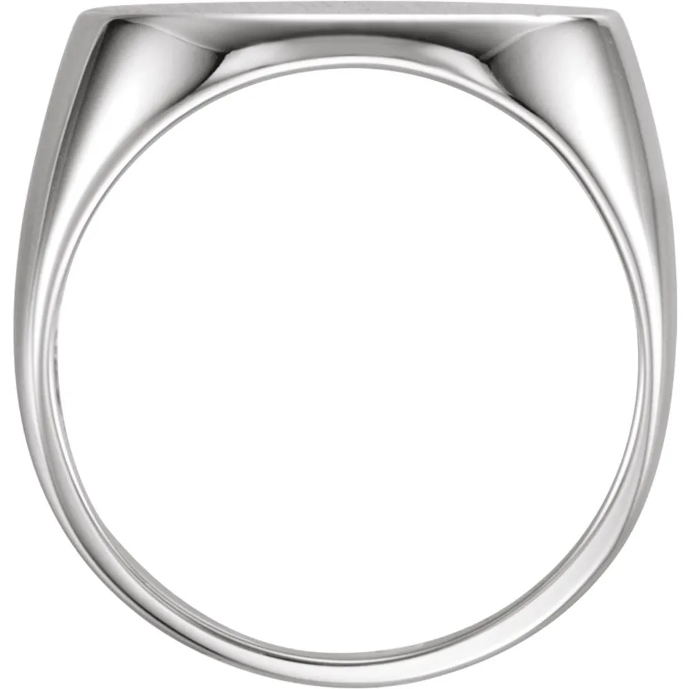 14k White Gold 12x18mm Oval Signet Ring, Size 10