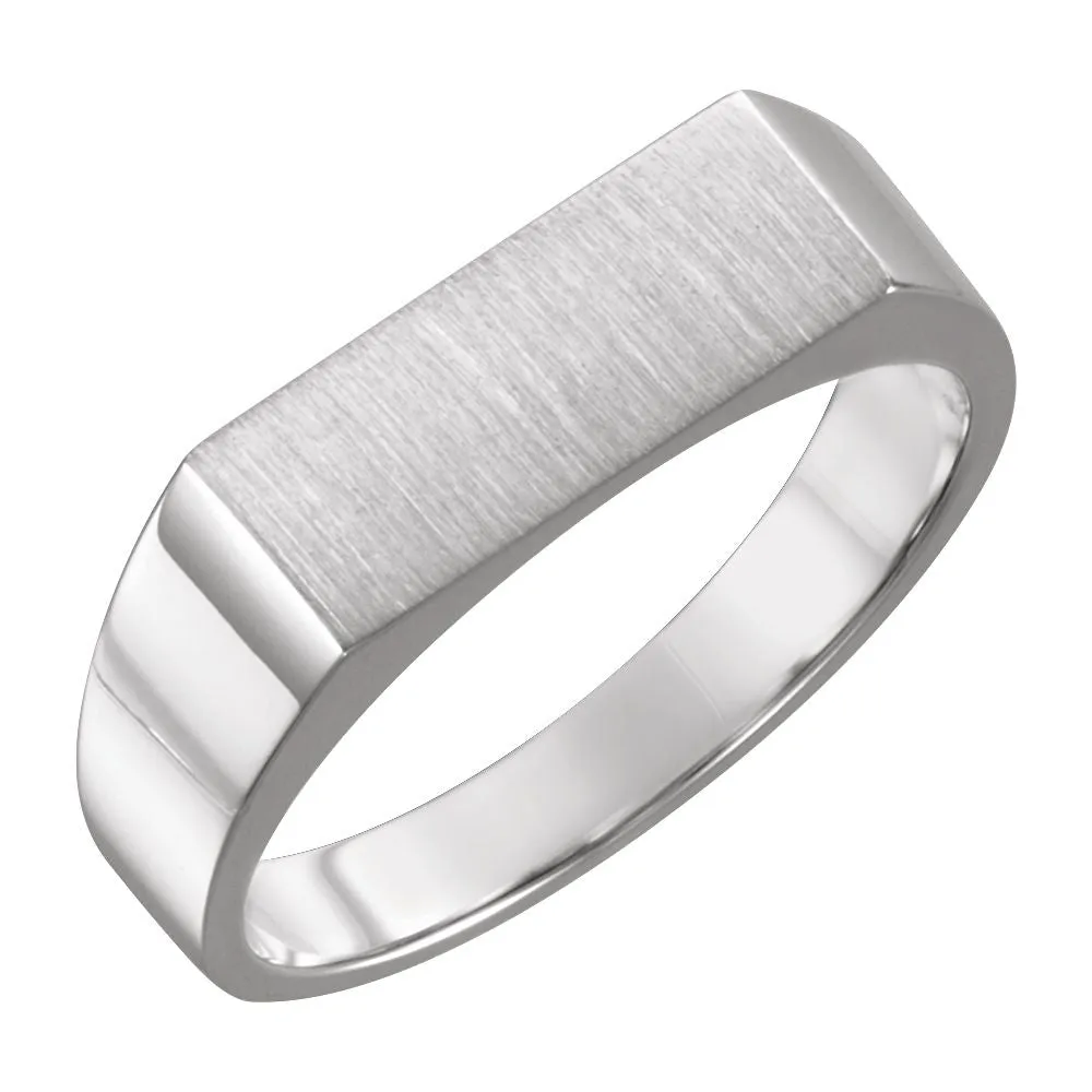 14k White Gold 15x6mm Men's Signet Ring, Size 11