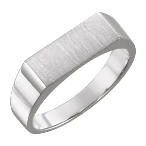 14k White Gold 15x6mm Men's Signet Ring, Size 11