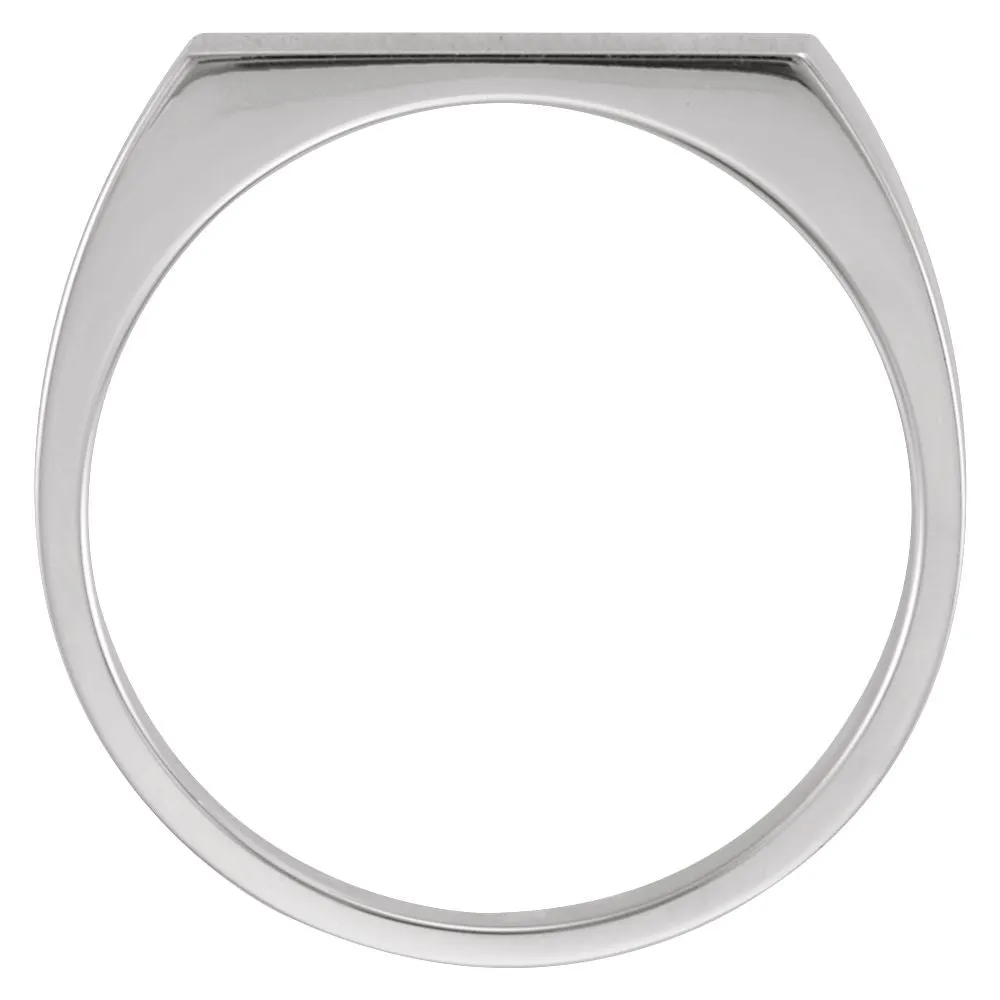 14k White Gold 15x6mm Men's Signet Ring, Size 11