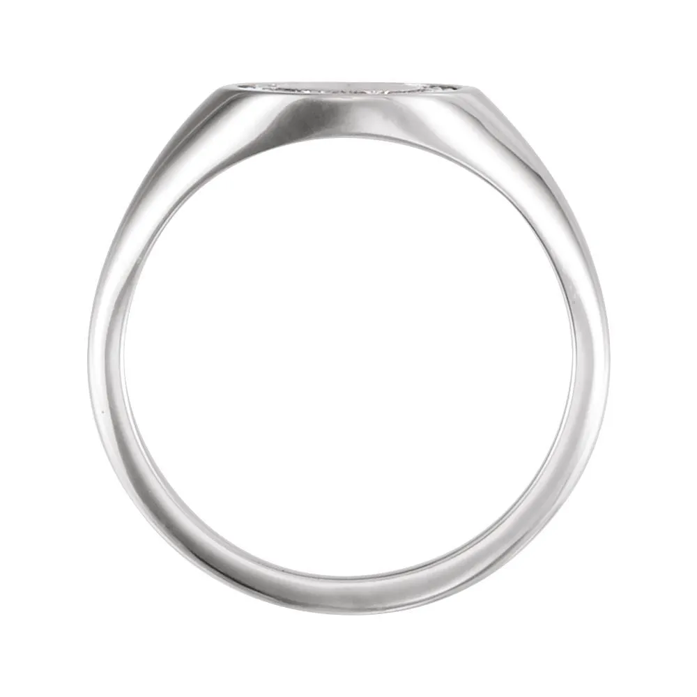 14k White Gold 1/6 CTW Diamond Signet Ring, Size 7