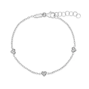 14k White Gold 5"- 6" Tiny Heart Linked Baby / Toddler / Kids Bracelet