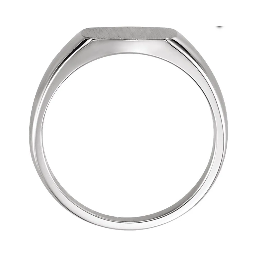 14k White Gold 9mm Square Signet Ring, Size 6