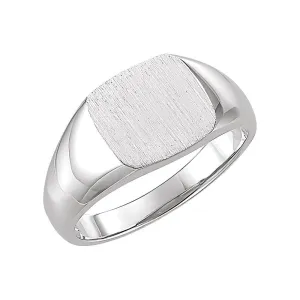 14k White Gold 9mm Square Signet Ring, Size 6