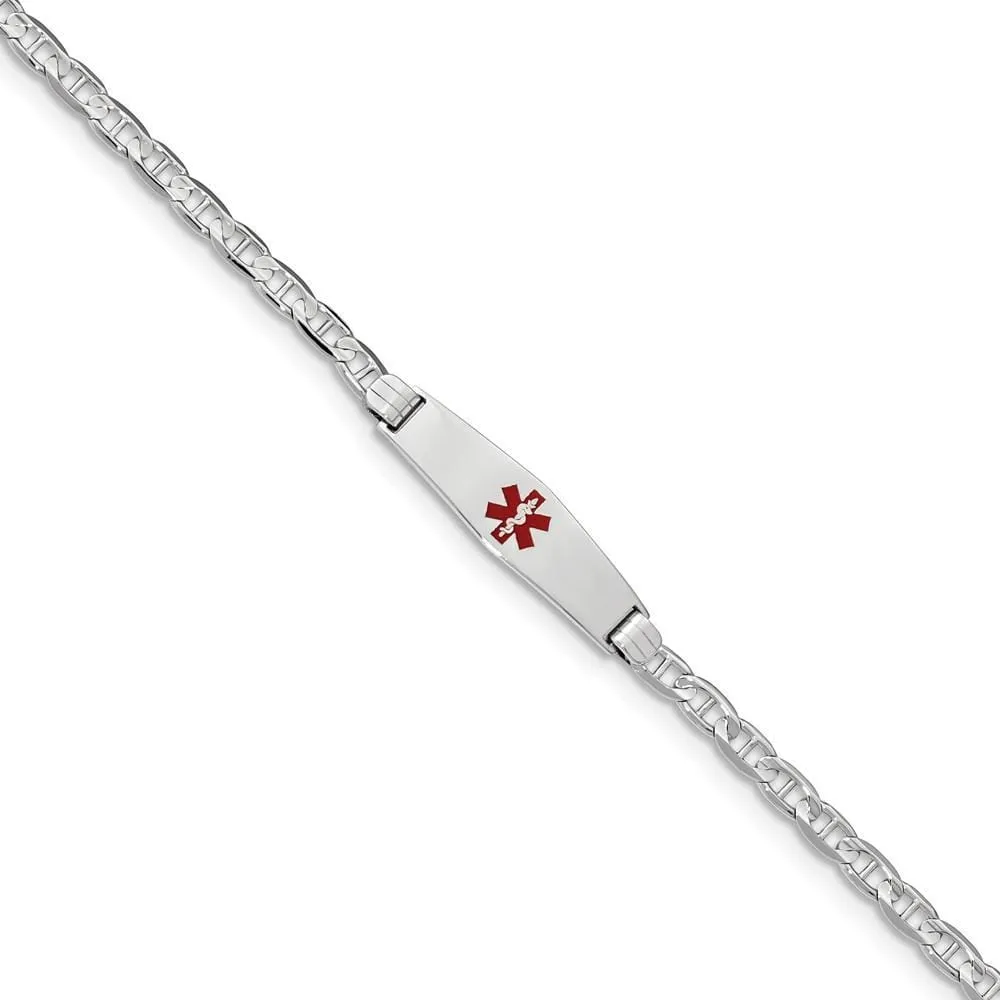 14K White Gold Anchor Link Medical ID Bracelet
