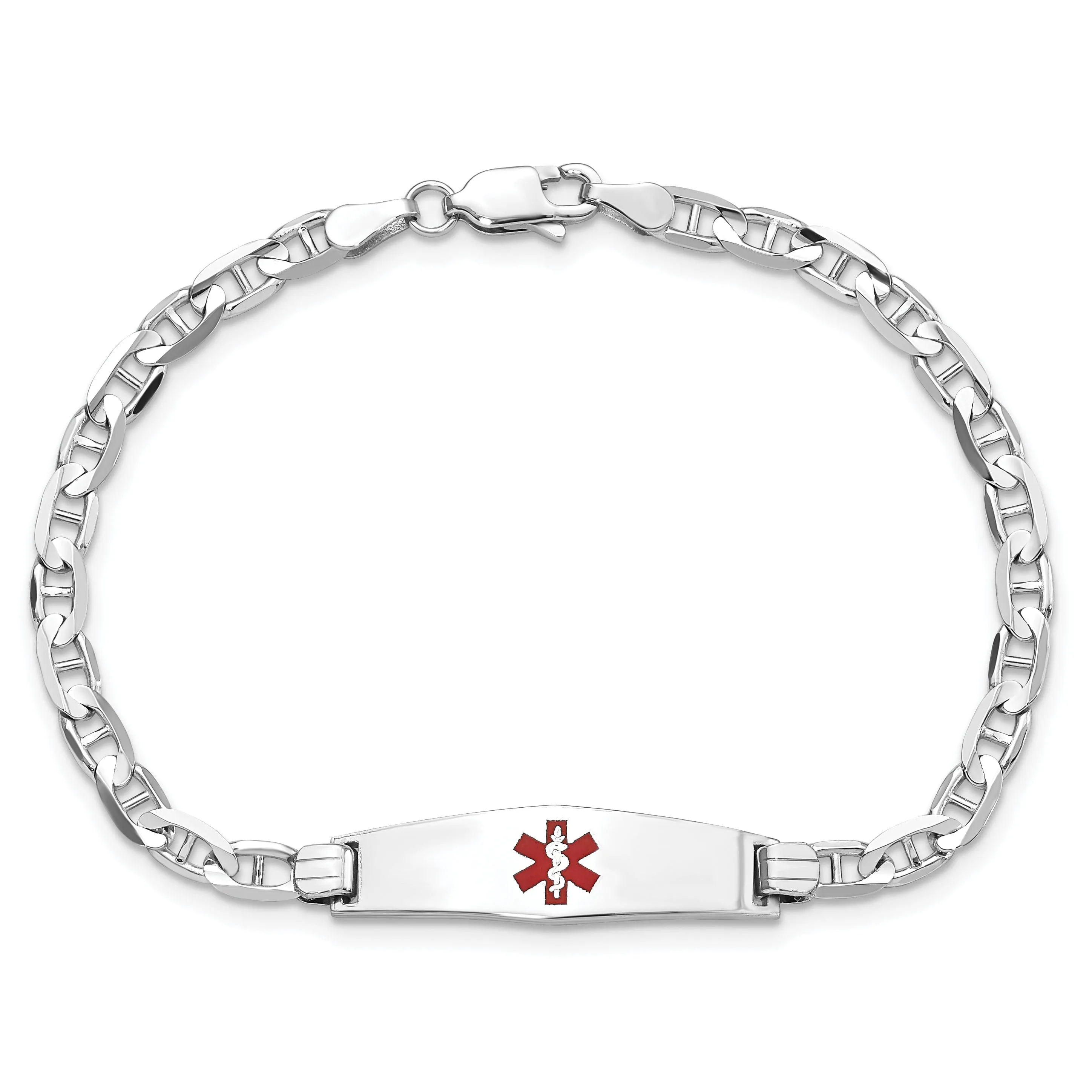 14K White Gold Anchor Link Medical ID Bracelet
