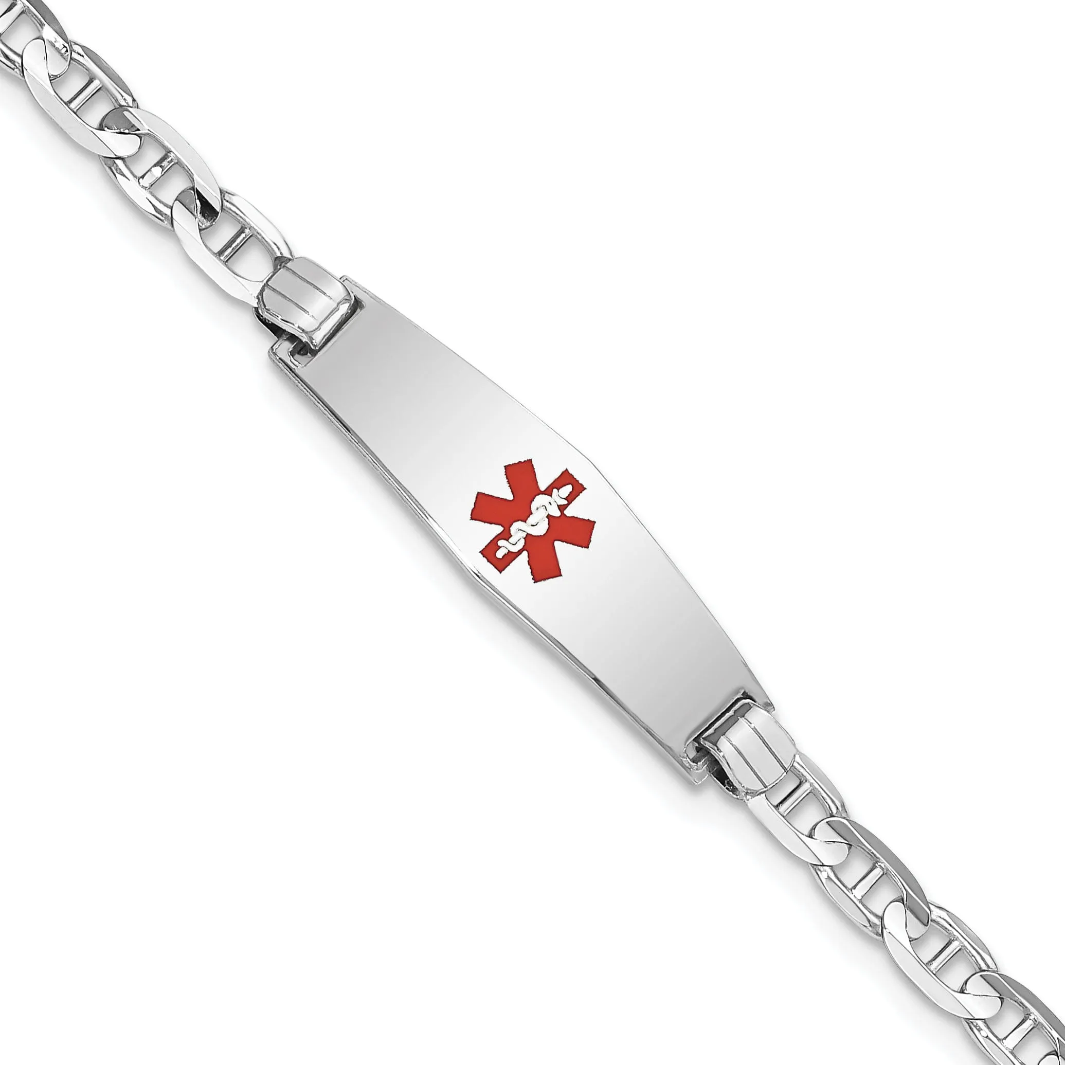 14K White Gold Anchor Link Medical ID Bracelet
