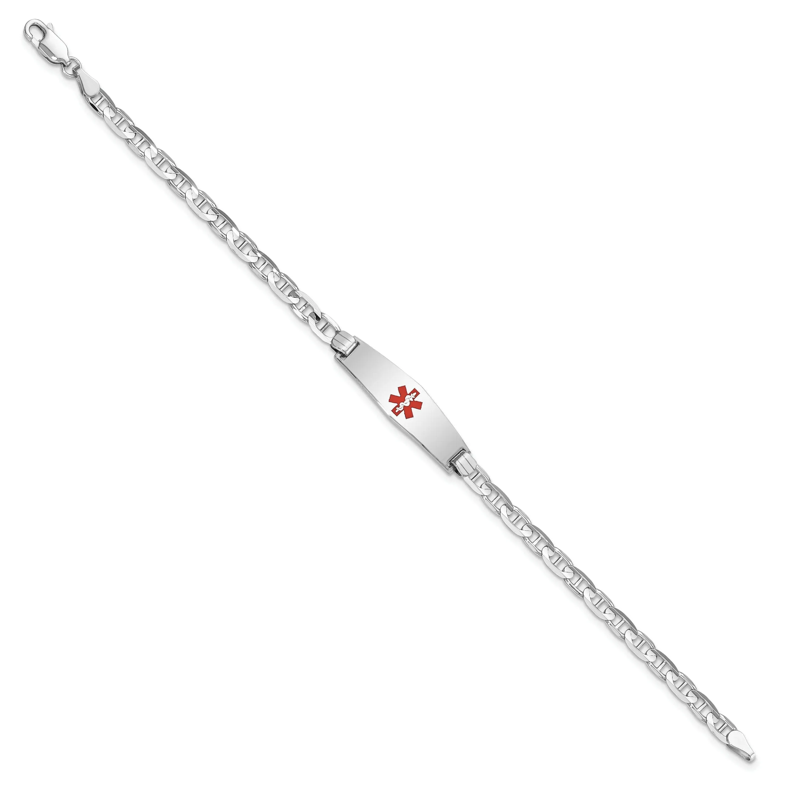 14K White Gold Anchor Link Medical ID Bracelet