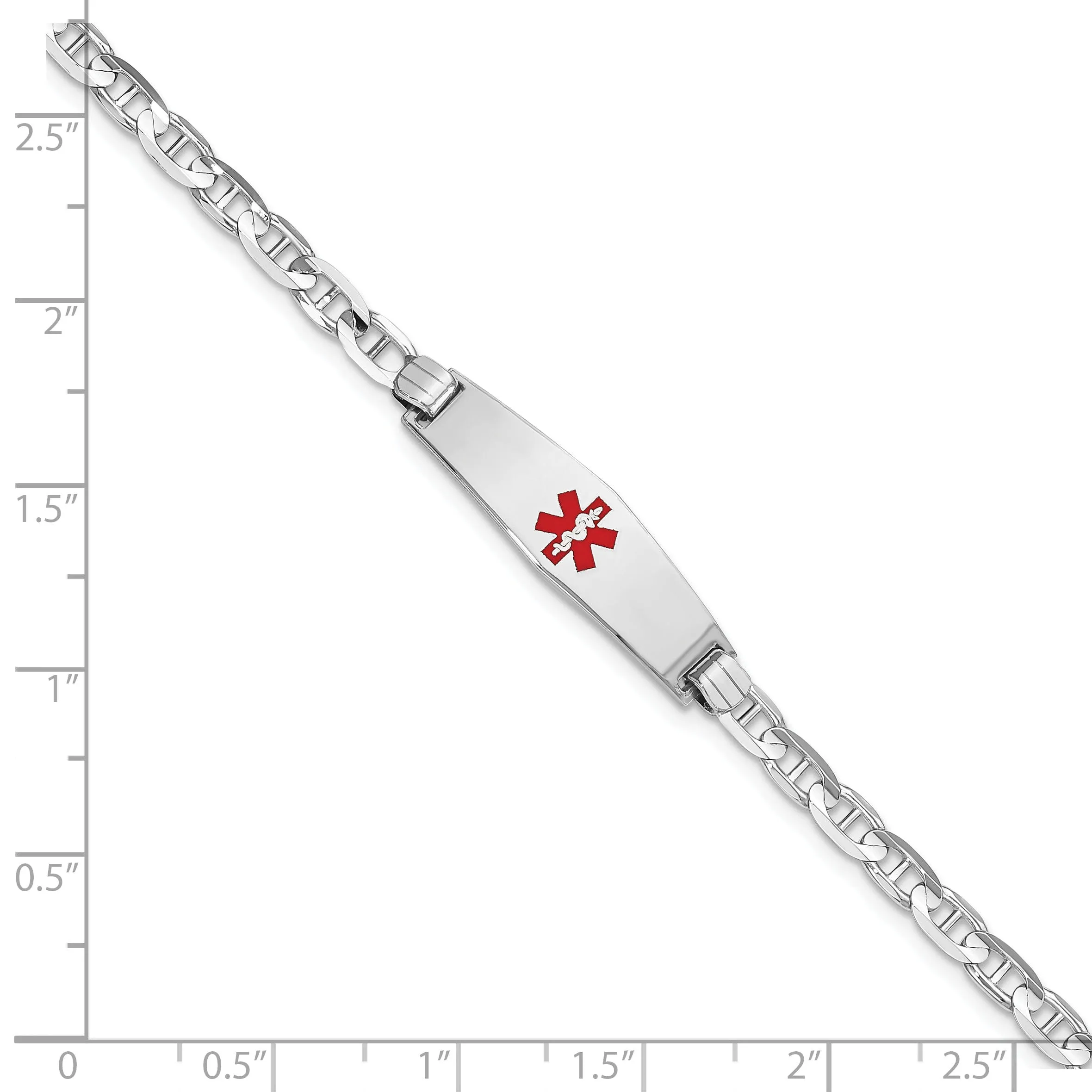 14K White Gold Anchor Link Medical ID Bracelet