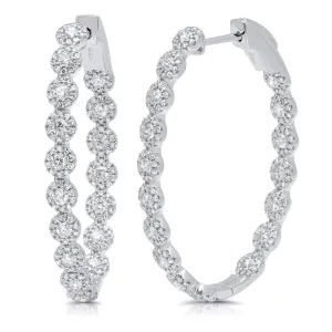 14k White Gold Diamond Hoop Earrings
