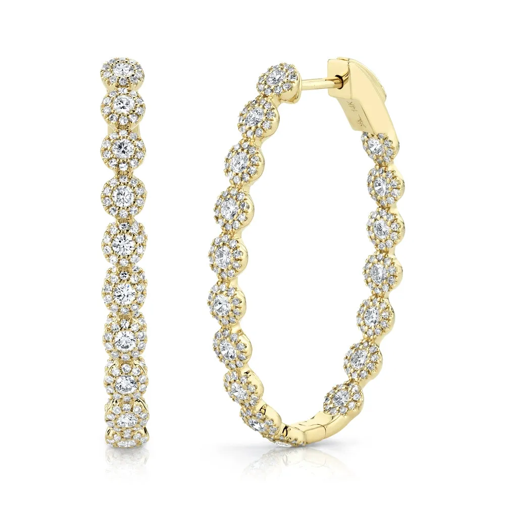 14k White Gold Diamond Hoop Earrings