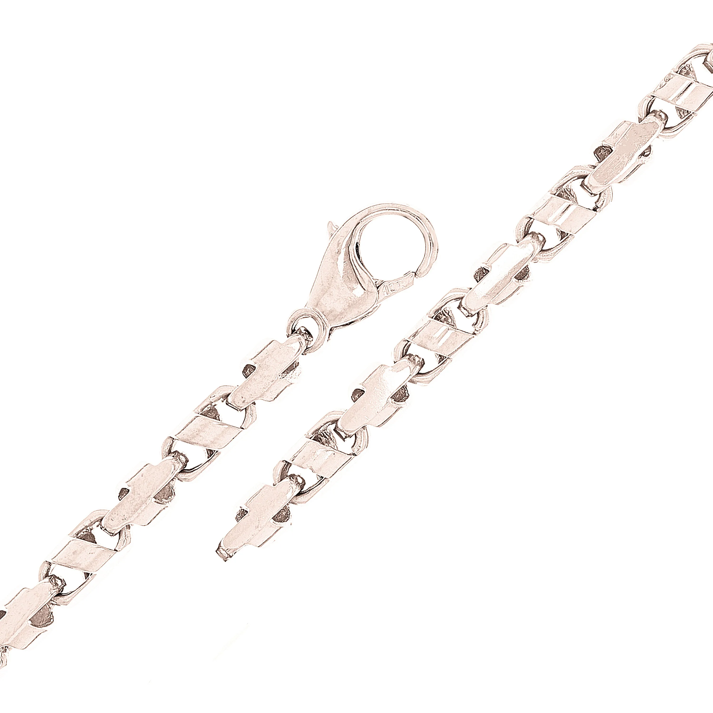 14k White Gold Handmade Link Bracelet 9" 4.5mm 15.6 grams